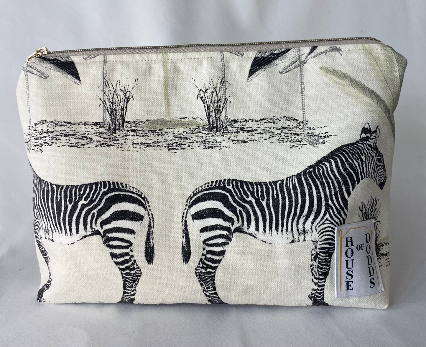 Zebra Cosmetic bag with water resistant lining