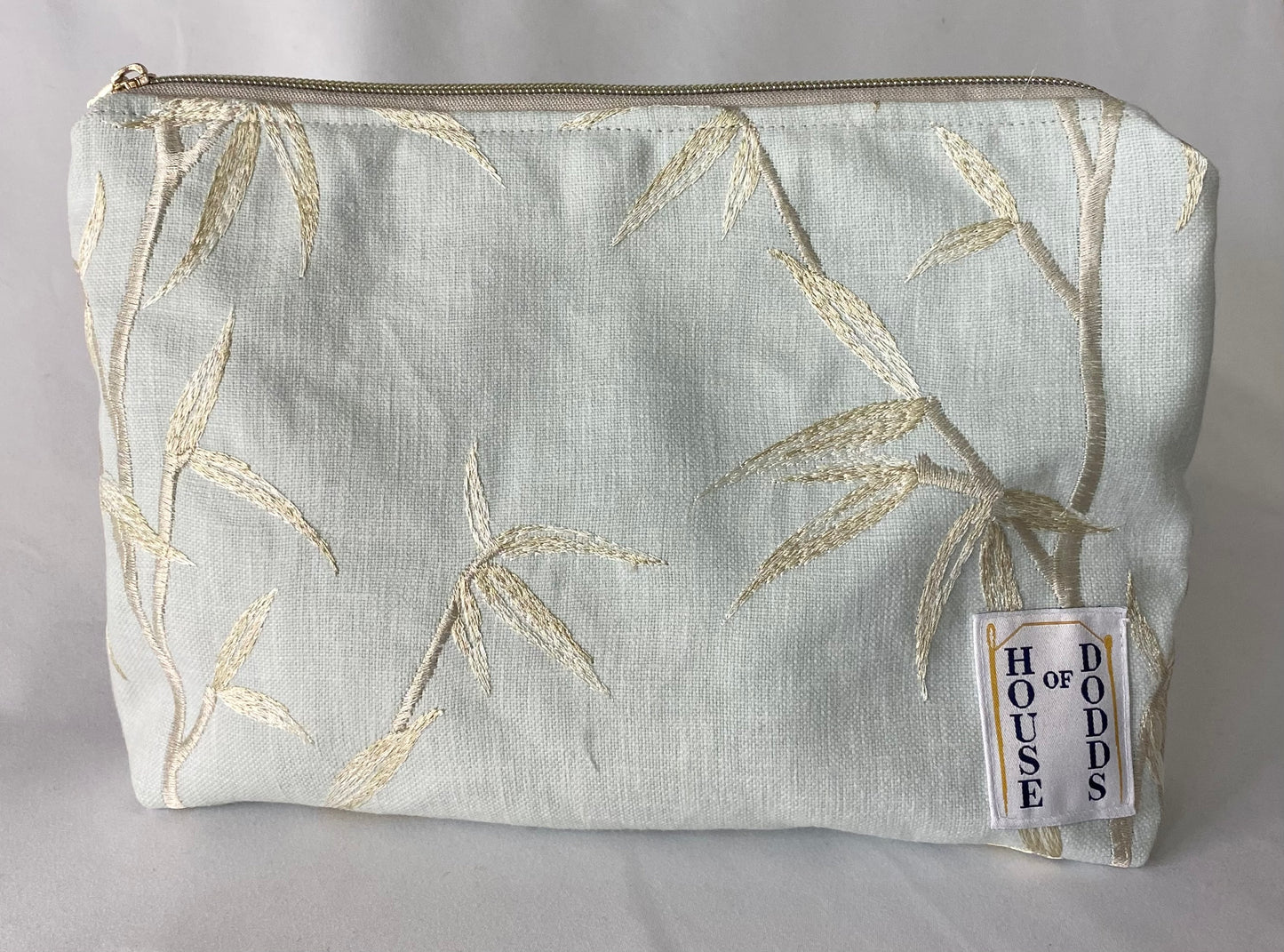 Blue with Silver Embroidery Cosmetic bag with water resistant lining