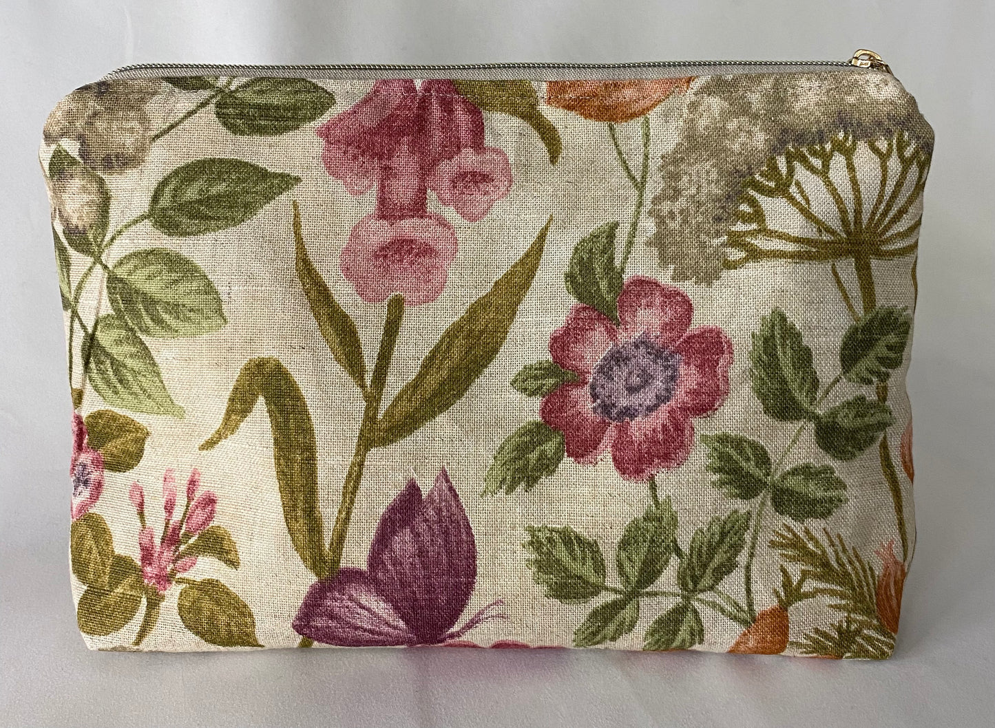 Orange Tartan Cosmetic bag with water resistant lining