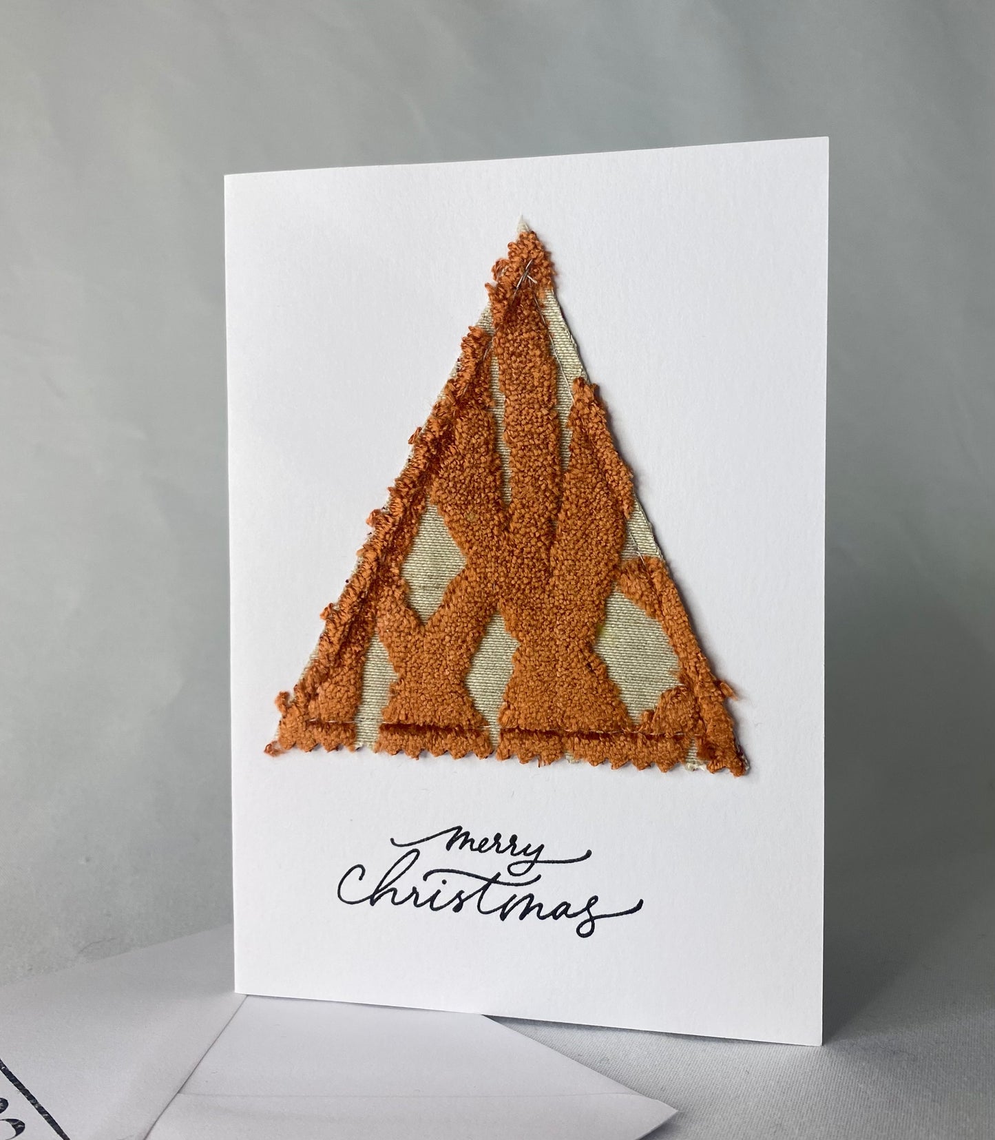 Orange Patterned Velvet Christmas Tree Card!
