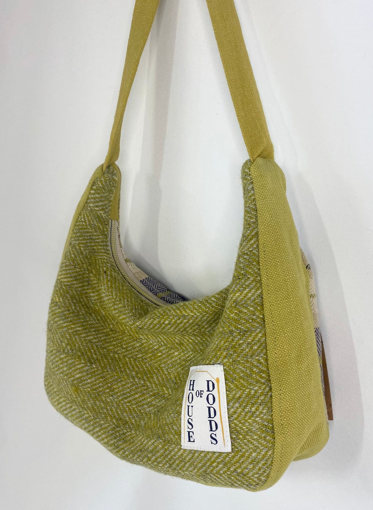 Green Wool and Purple Tartan Hand Bag