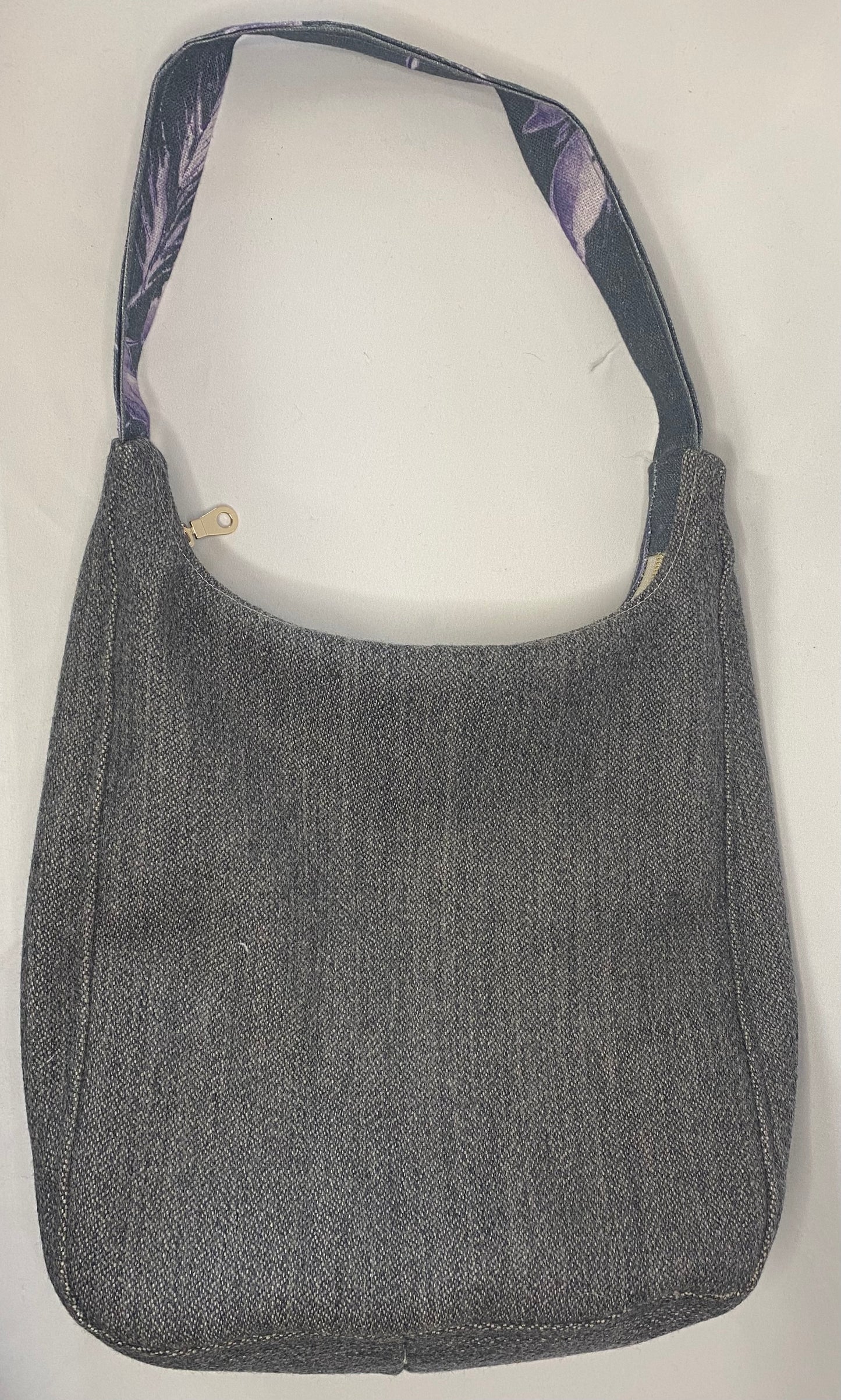 Charcoal and Lilac Woven Hand Bag Large