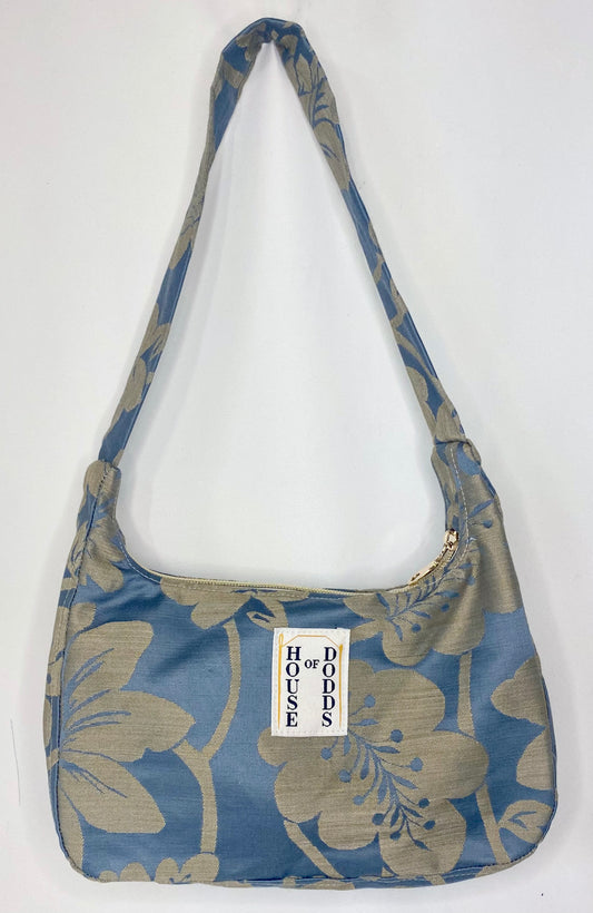 Blue Silk Floral Hand Bag