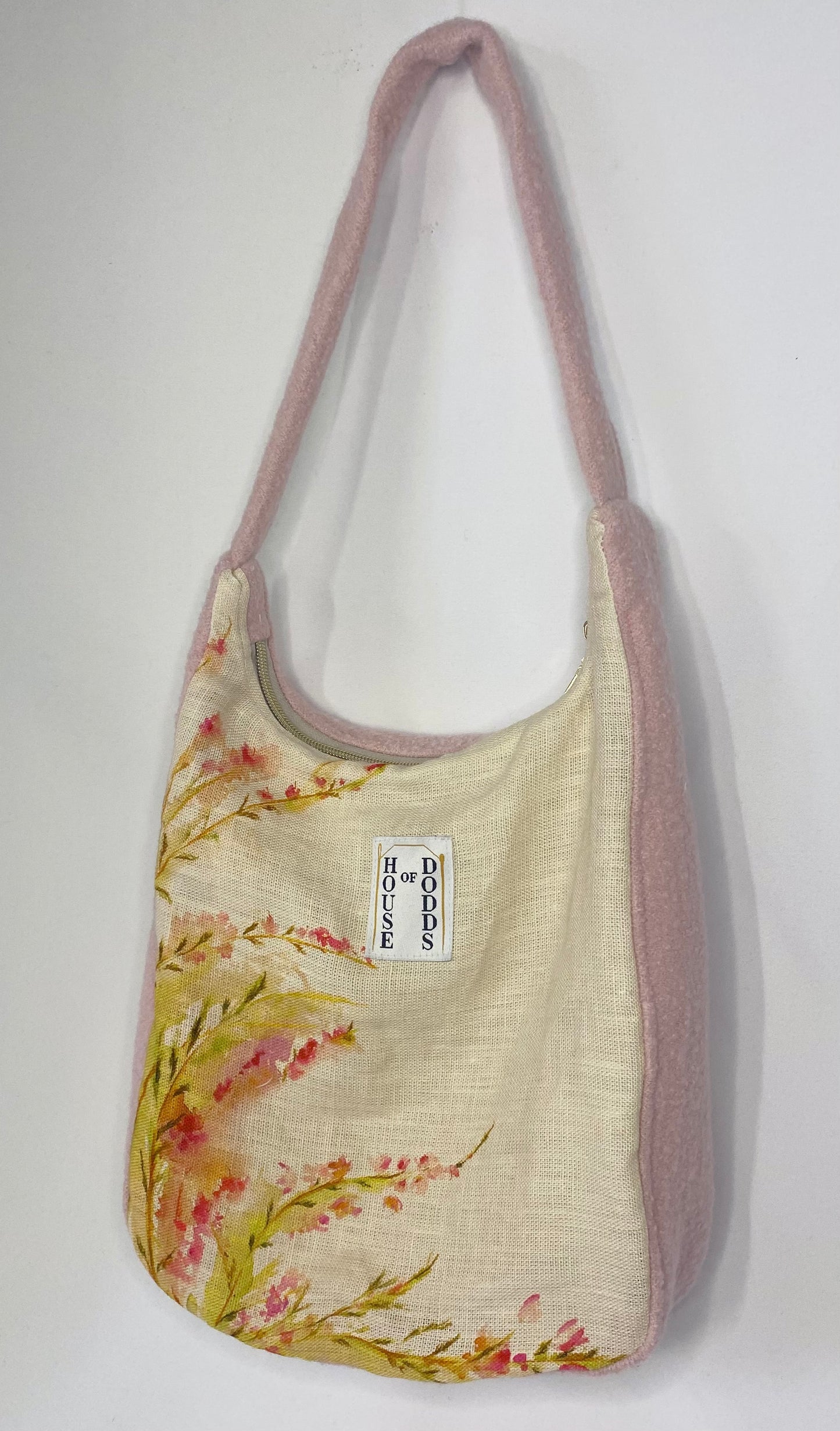 Pink Boucle with Floral Large Hand Bag