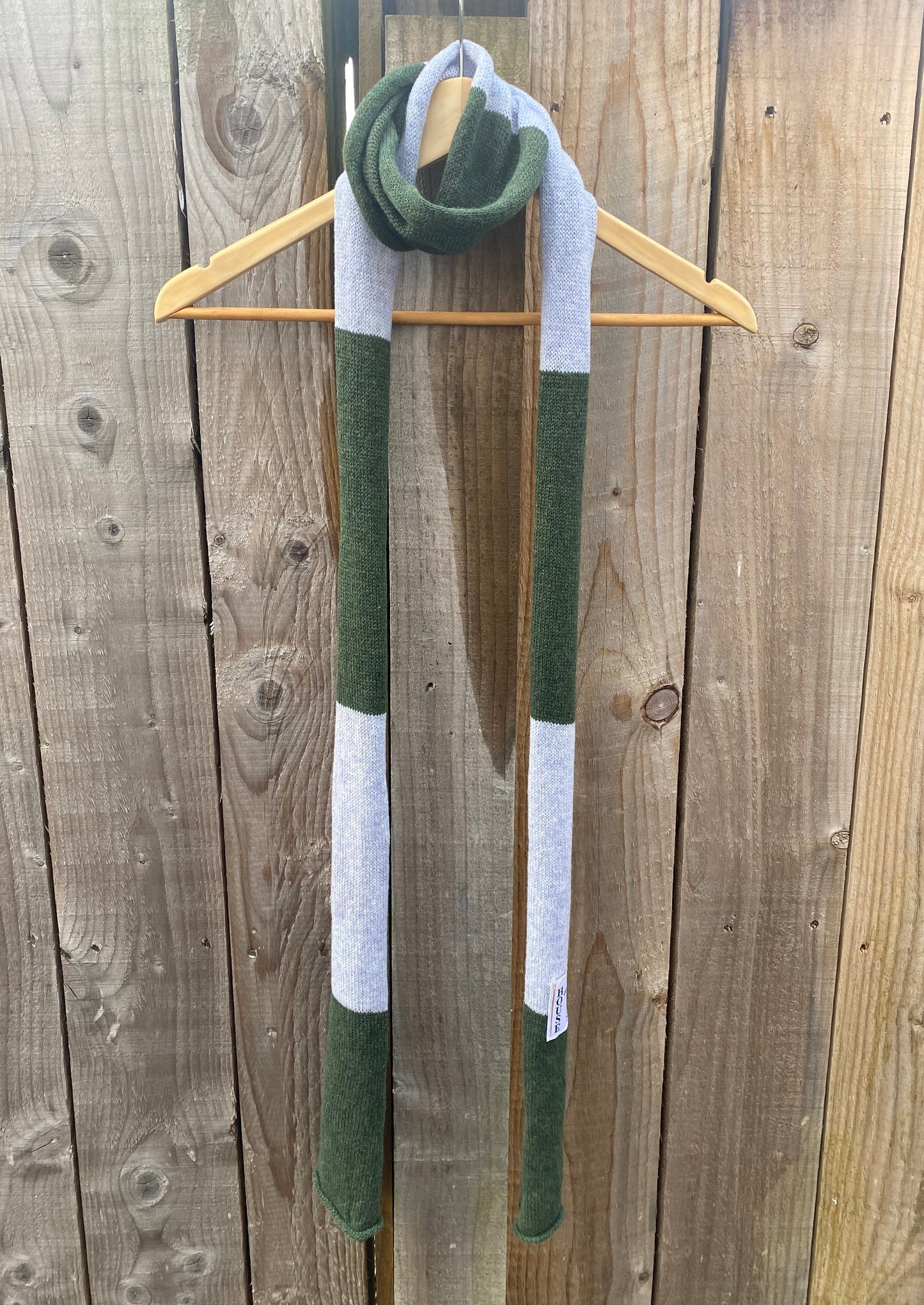 Block Striped Lilac and Green Scarf 100% Lambswool