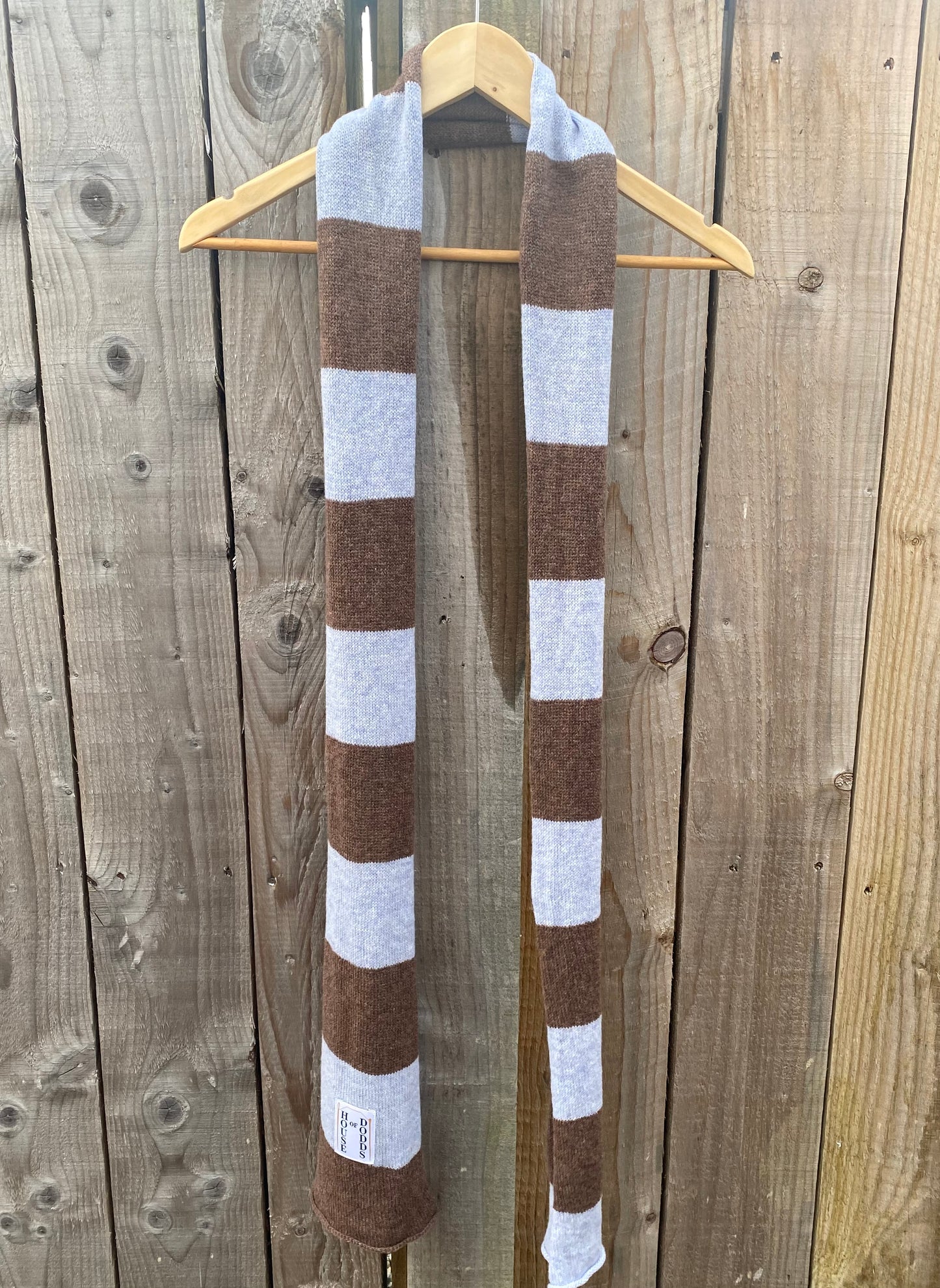 Striped Lilac and Brown Scarf 100% Lambswool