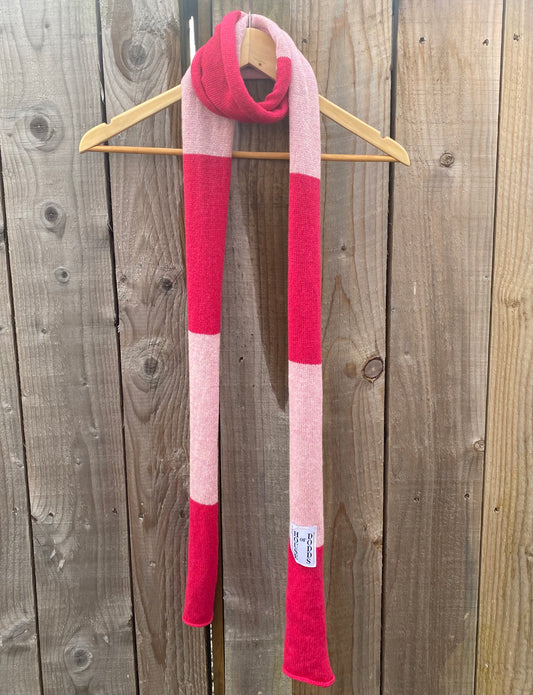 Block Striped Pink on Pink Scarf 100% Lambswool