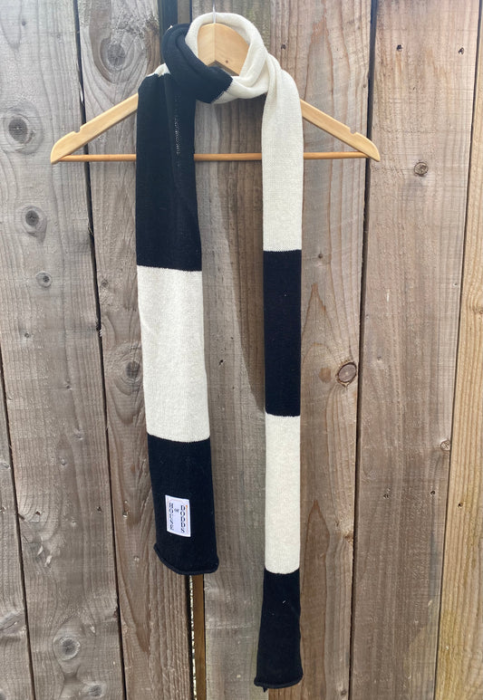 Block Striped Black and White Scarf 100% Lambswool