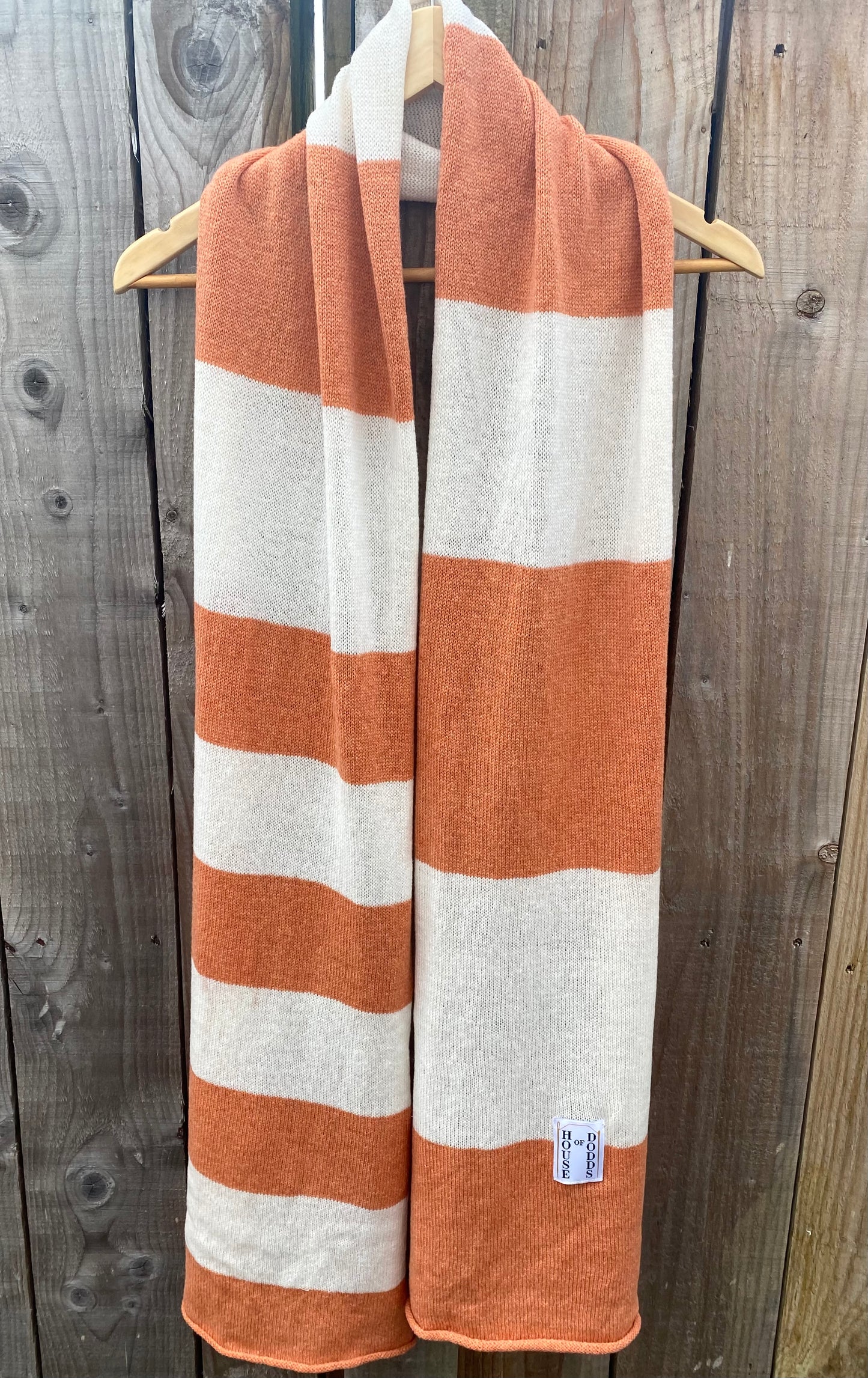 Increasing Stripes Orange and Cream Scarf 100% Lambswool