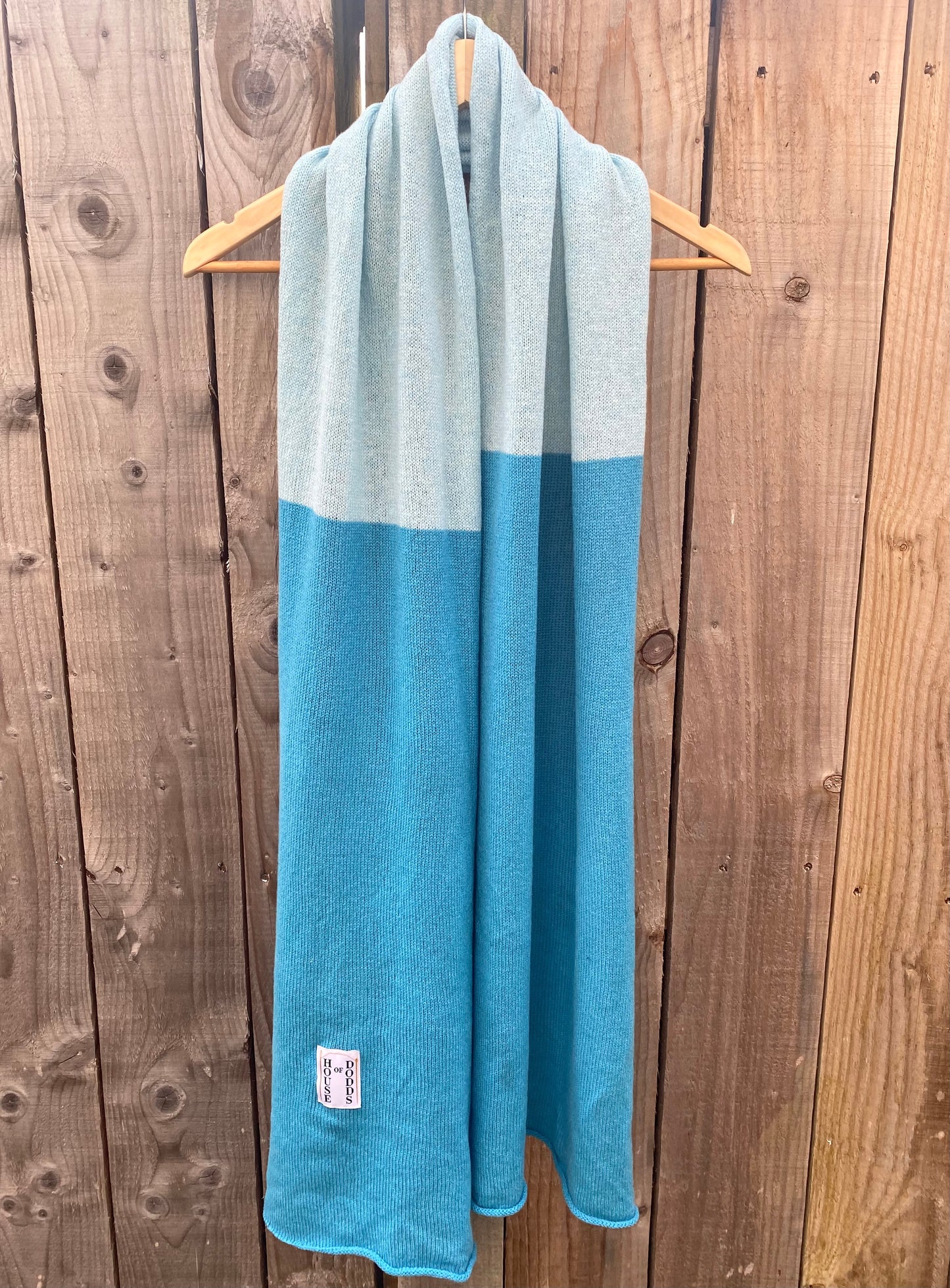 Blue and Baby Blue Block Colour 100% Lambswool Scarf