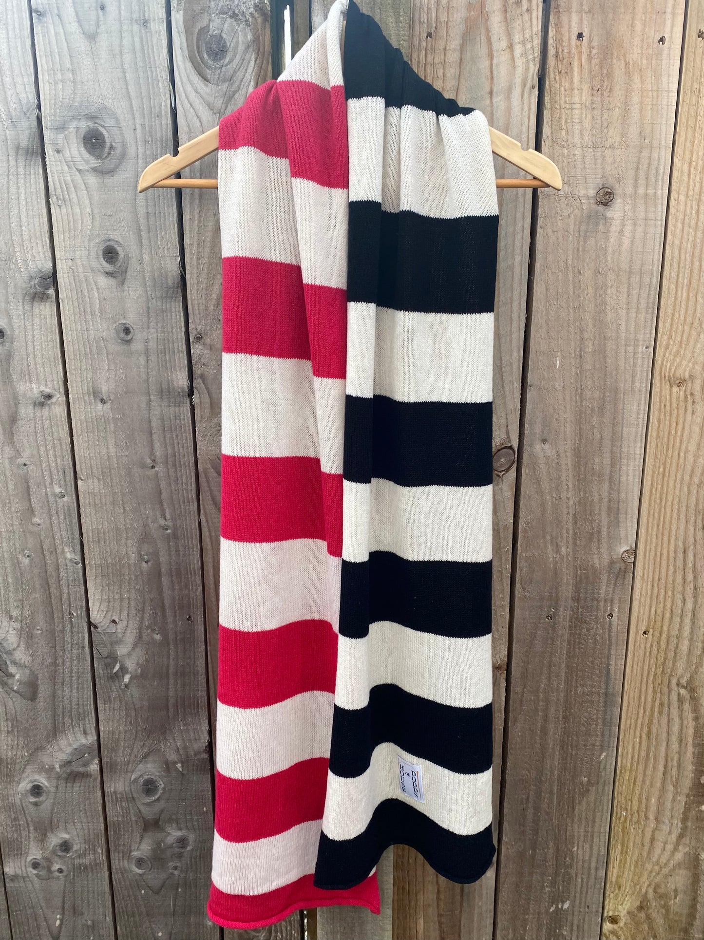 Clashing Stripes Black, white and Pink Scarf 100% Lambswool