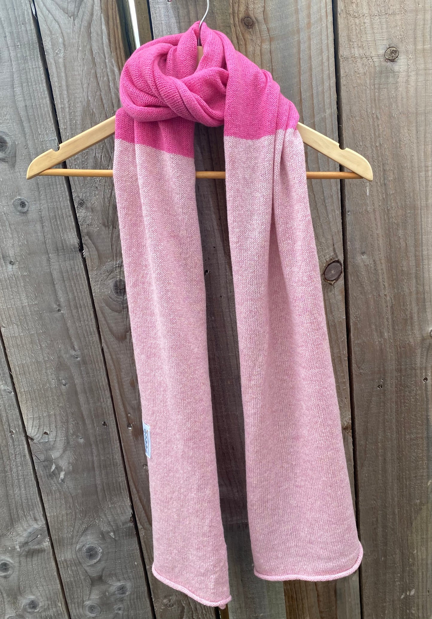 Pink and Baby Pink Block Colour 100% Lambswool Scarf