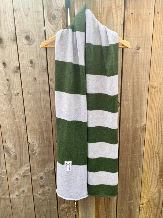 Increasing Stripes Lilac and Green Scarf 100% Lambswool