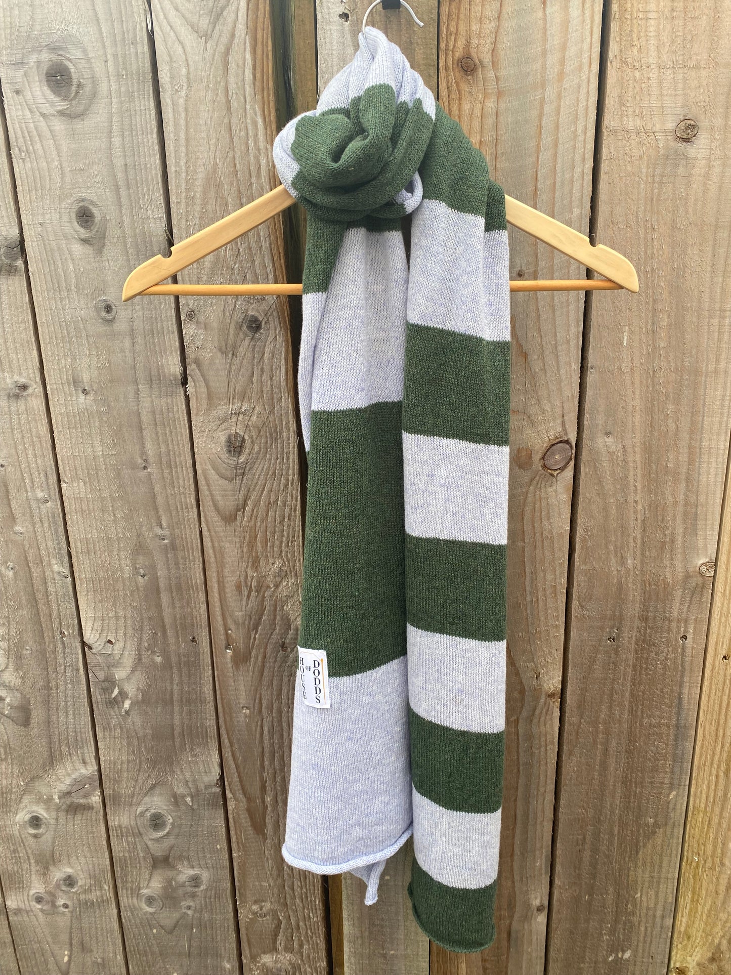 Increasing Stripes Lilac and Green Scarf 100% Lambswool