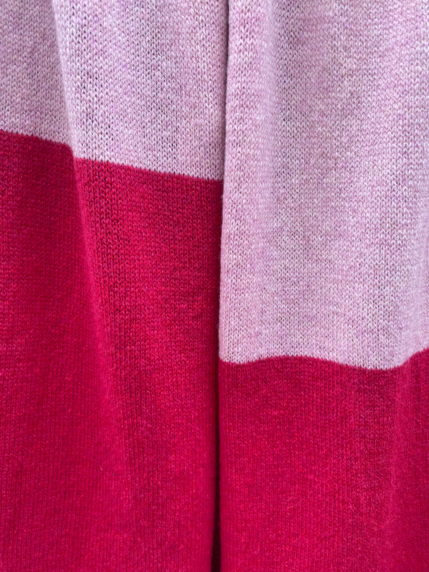 Cherry Pink and Baby Pink Block Colour Lambswool Scarf