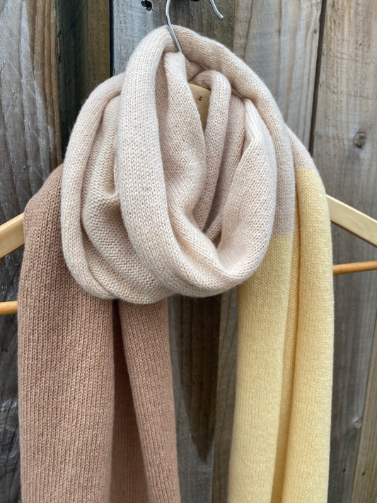 Lambswool Scarf – Yellow, Camel, and Beige
