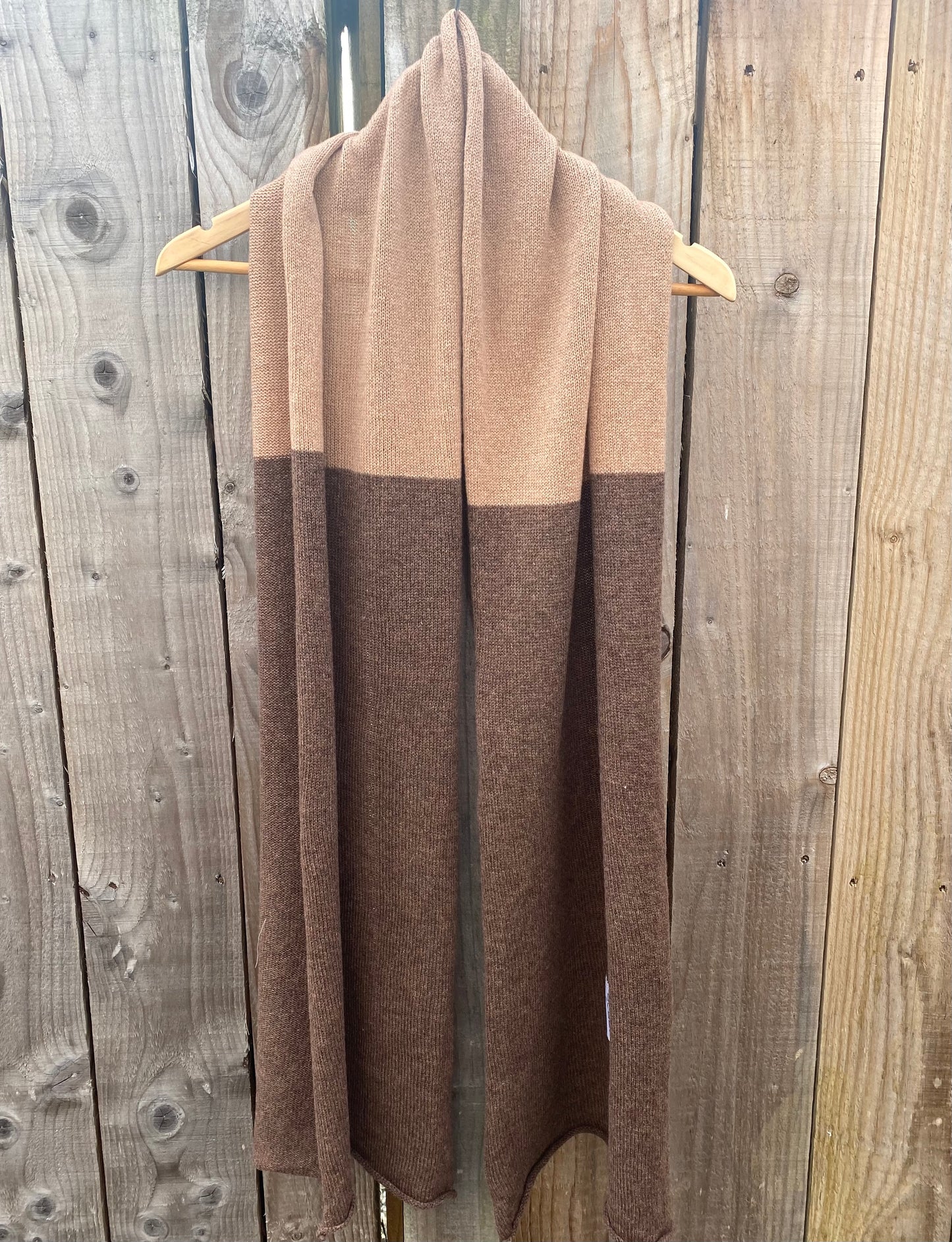 Brown and Brown Block Colour 100% Lambswool Scarf