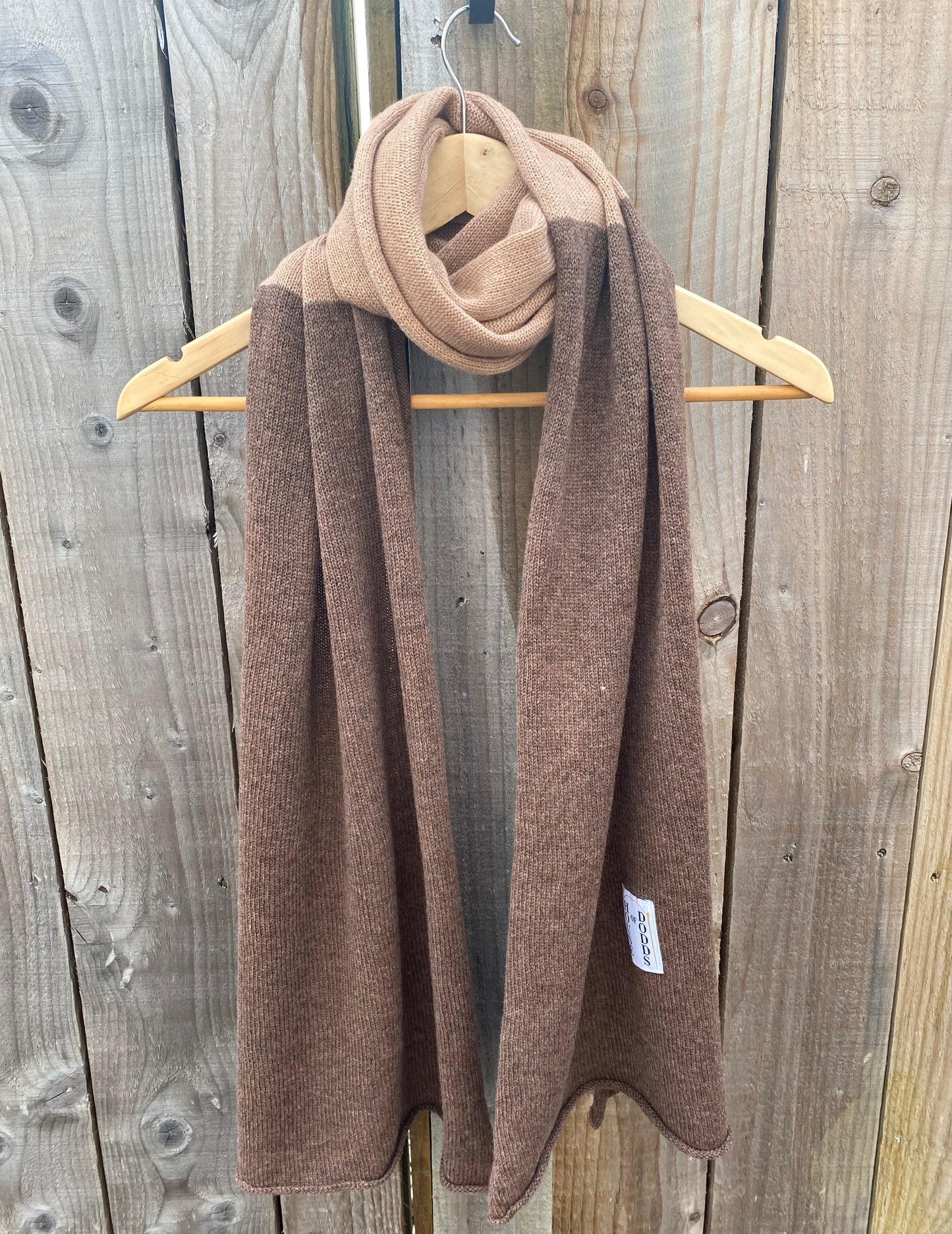 Brown and Brown Block Colour 100% Lambswool Scarf