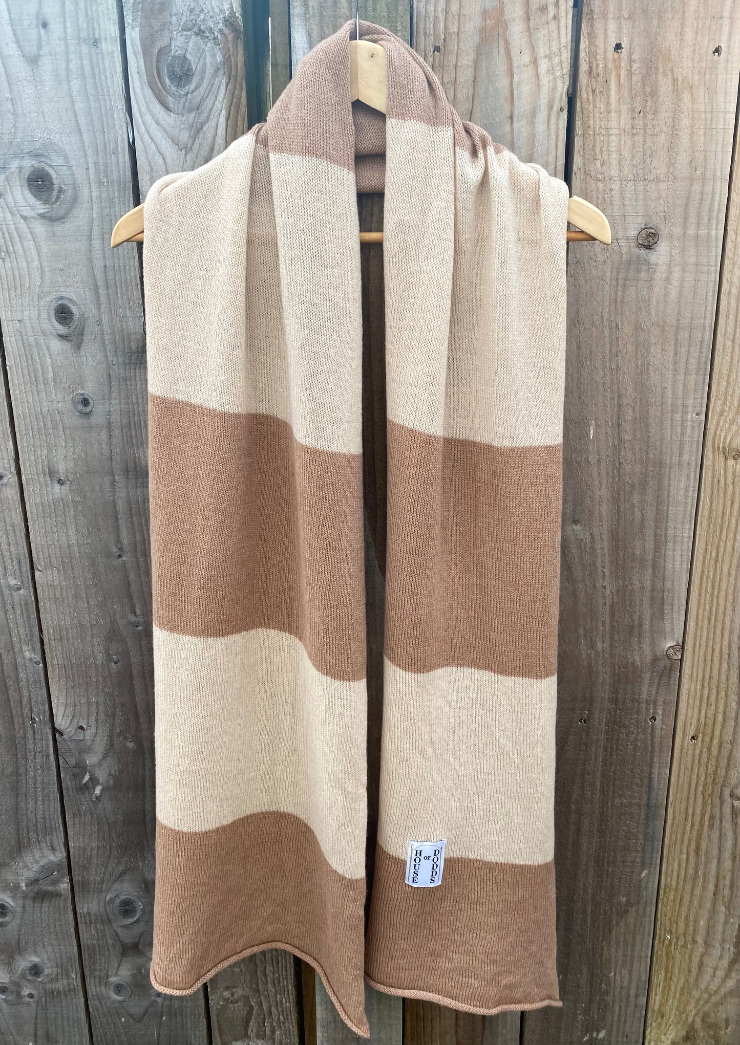 Blocked Beige and Cream Scarf 100% Lambswool