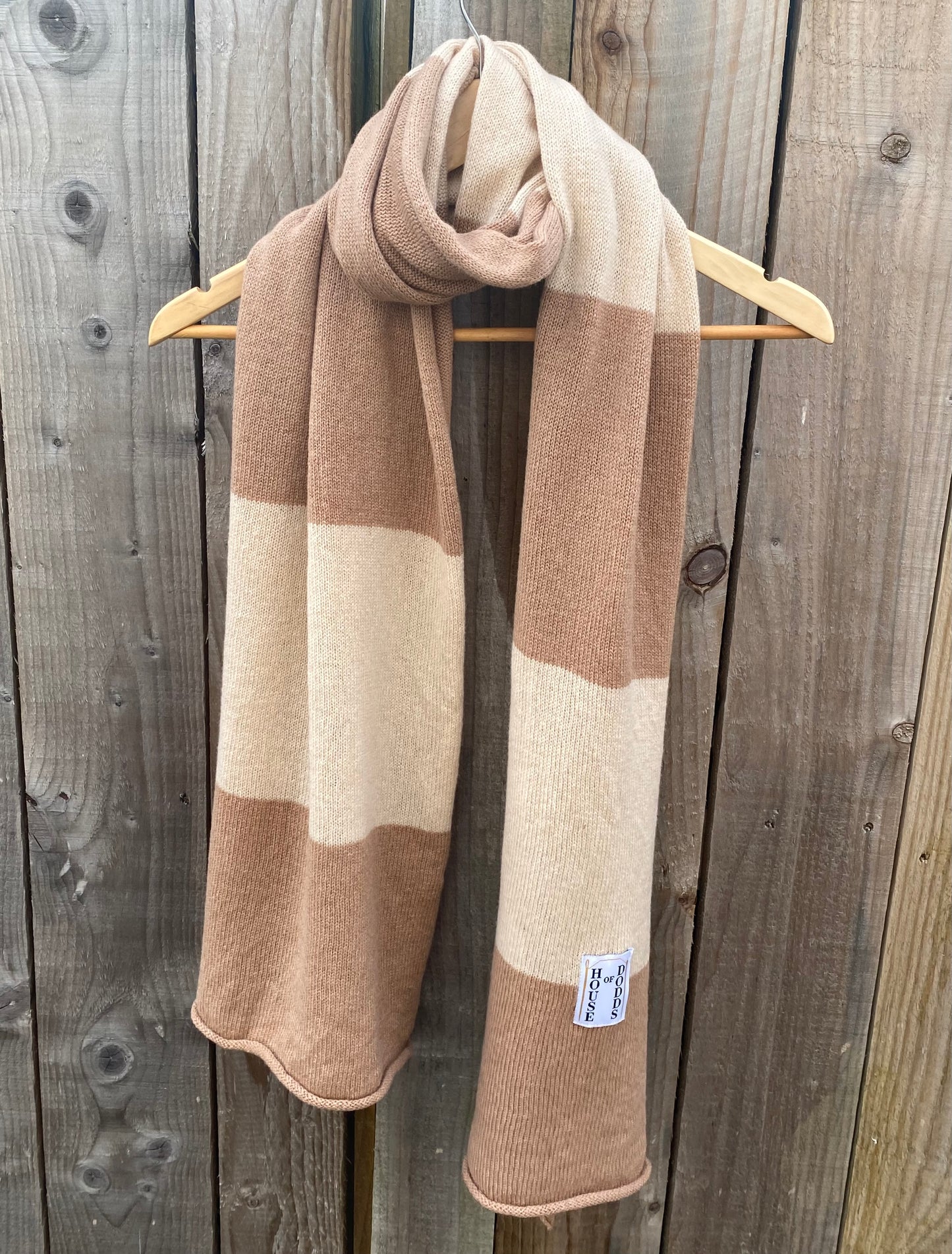 Blocked Beige and Cream Scarf 100% Lambswool