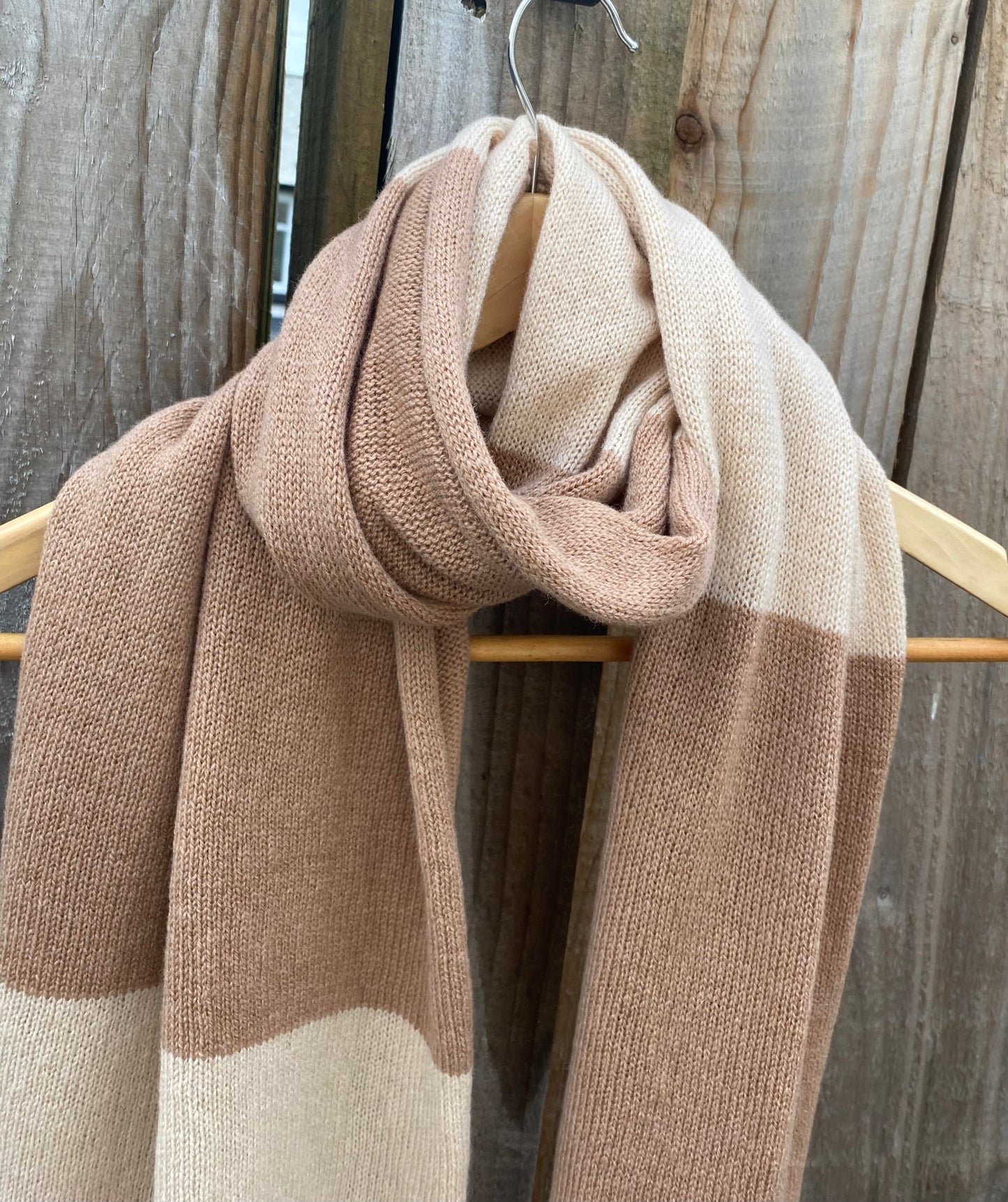 Blocked Beige and Cream Scarf 100% Lambswool