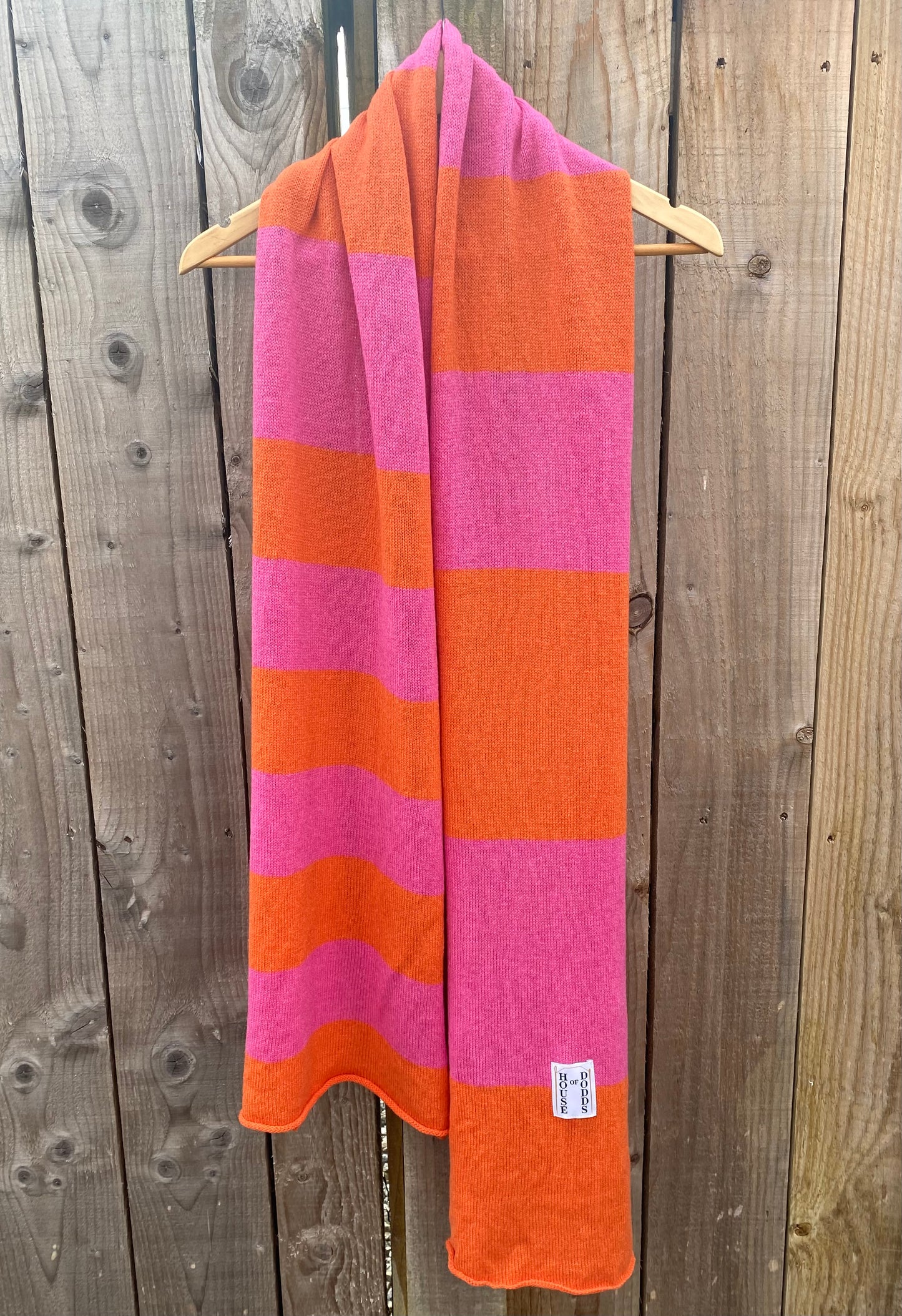Increasing Stripes Orange and Pink Scarf 100% Lambswool