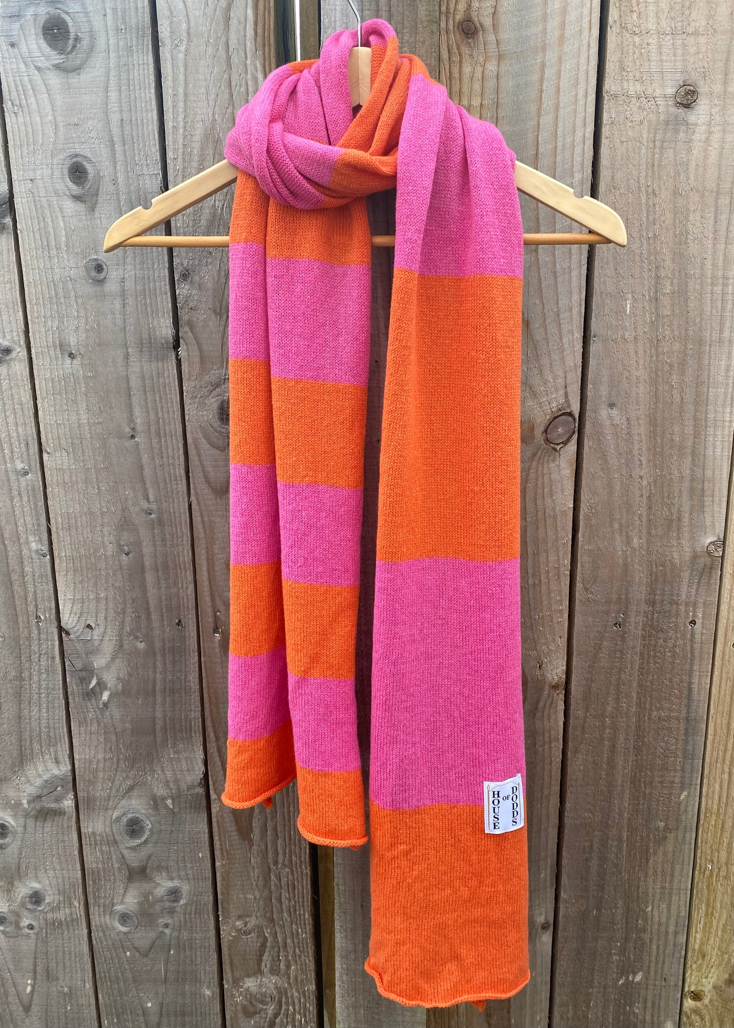 Increasing Stripes Orange and Pink Scarf 100% Lambswool