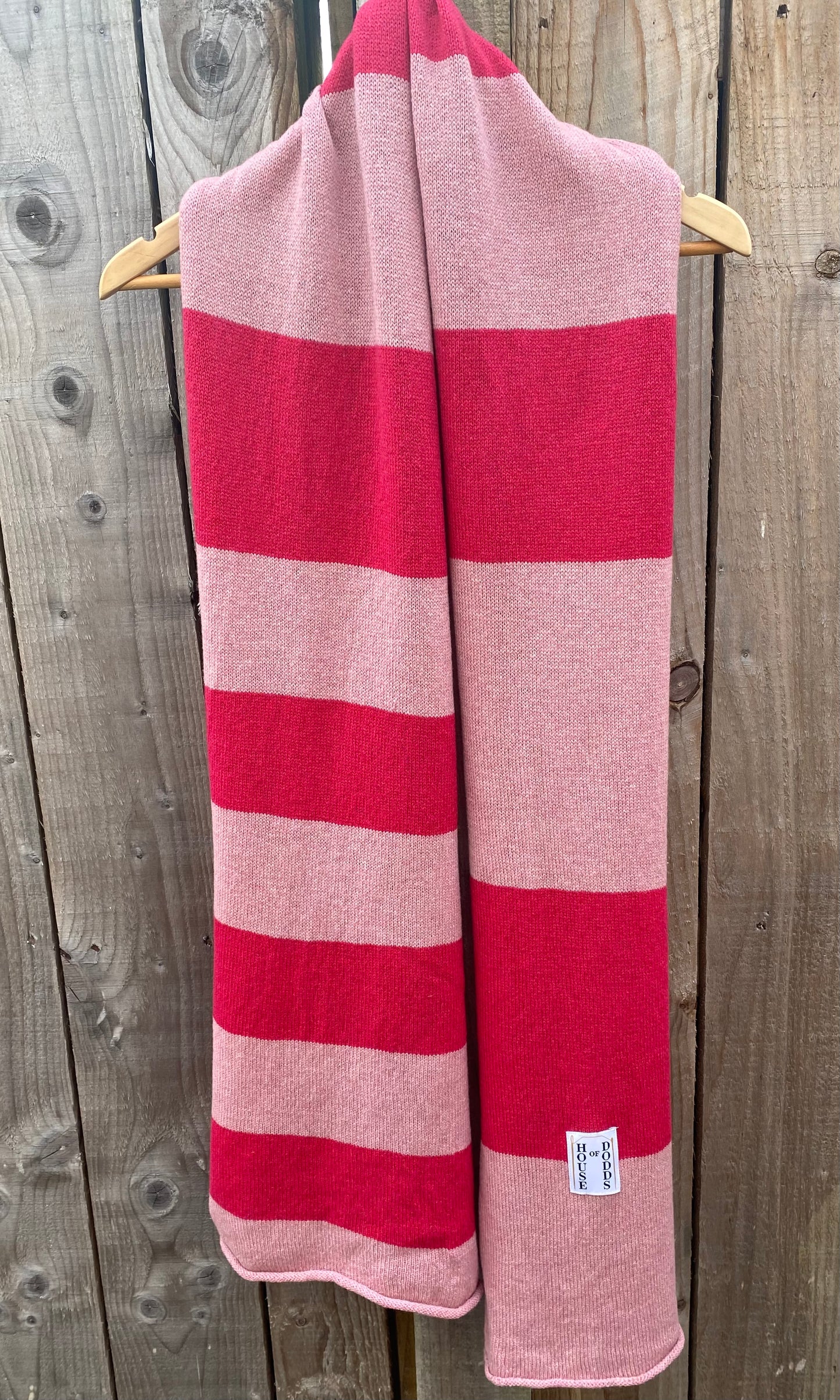 Increasing Stripes Pink and Pink Scarf 100% Lambswool