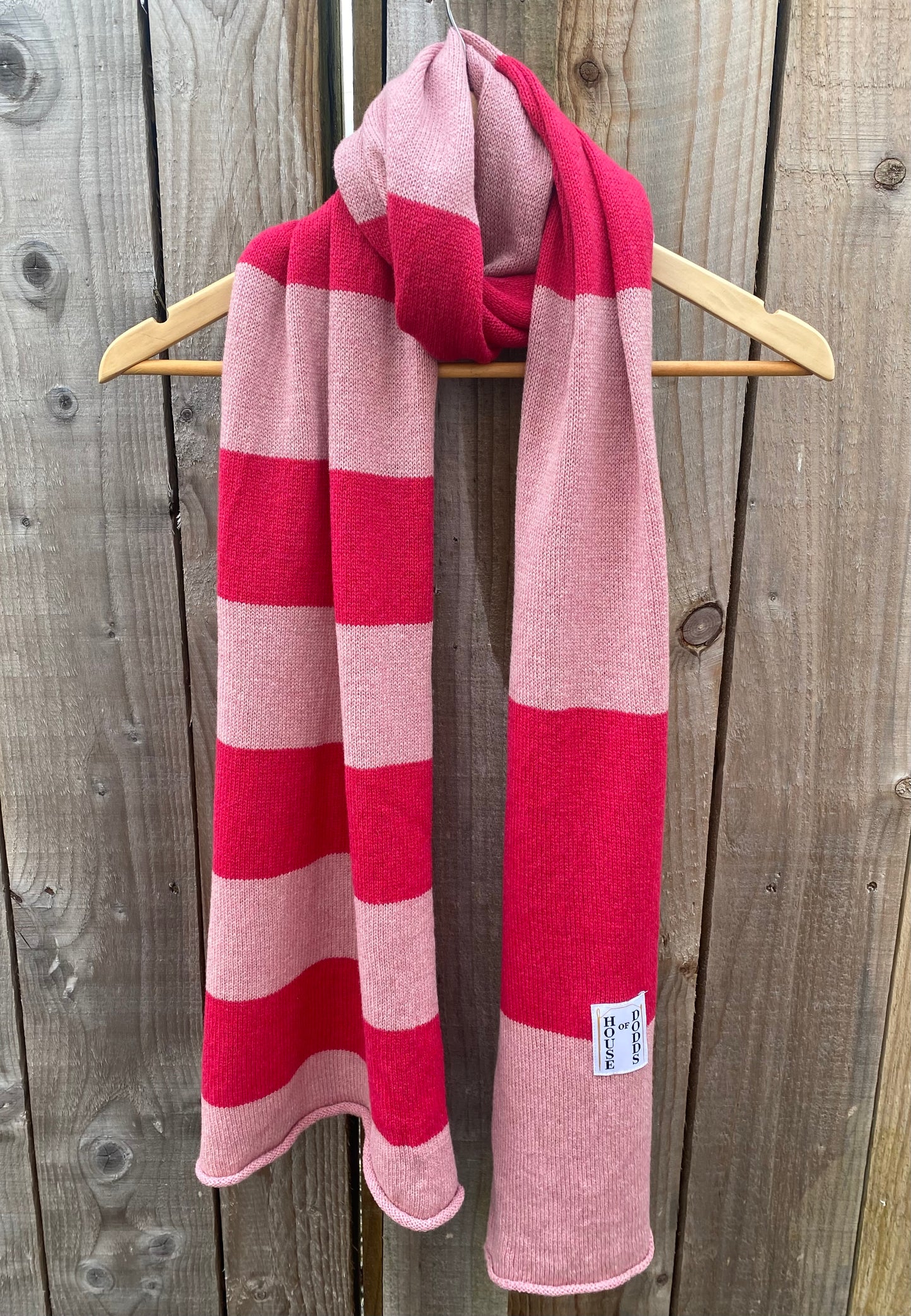 Increasing Stripes Pink and Pink Scarf 100% Lambswool
