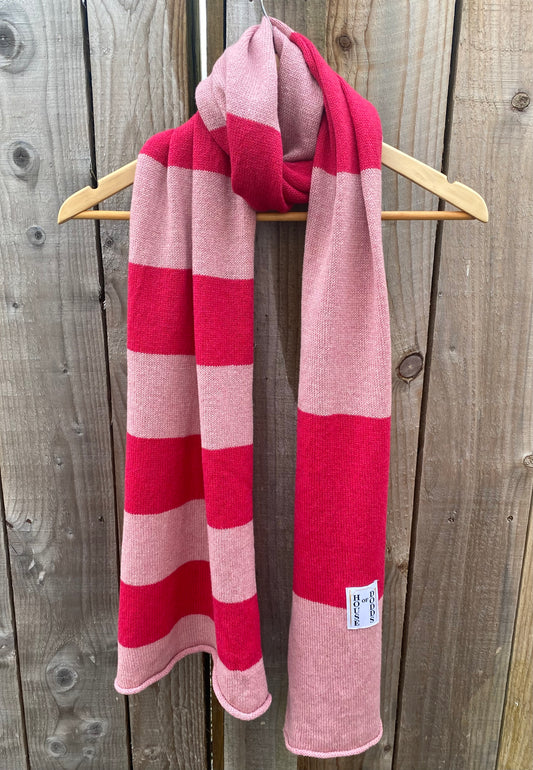 Increasing Stripes Pink and Pink Scarf 100% Lambswool