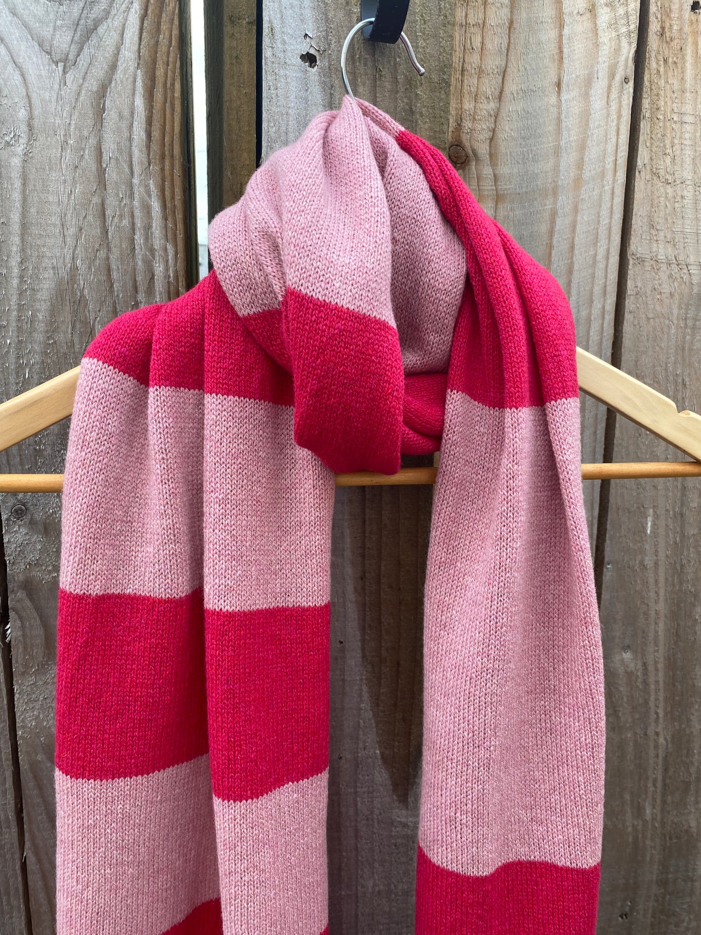 Increasing Stripes Pink and Pink Scarf 100% Lambswool