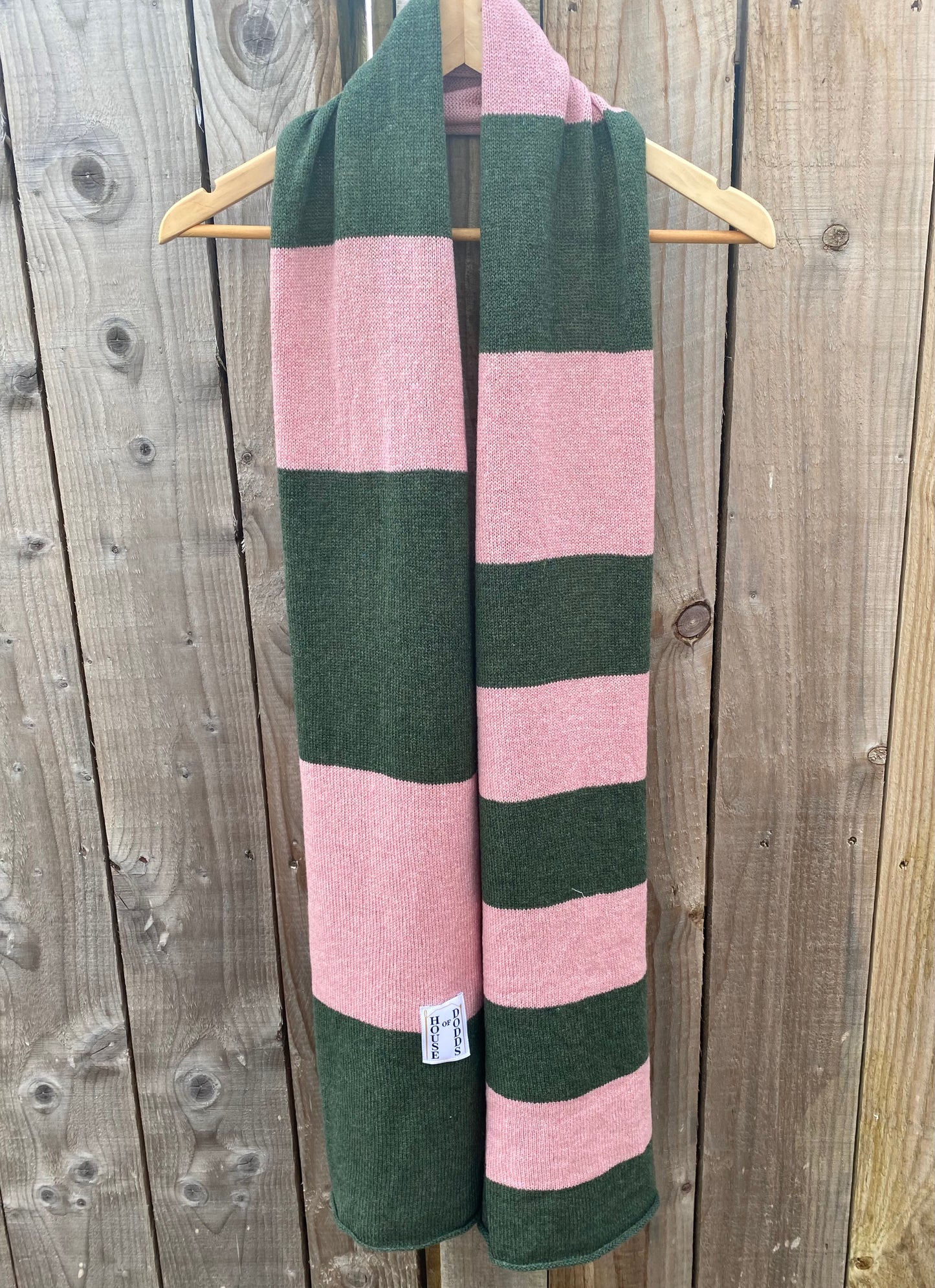 Increasing Stripes Pink and Green Scarf 100% Lambswool