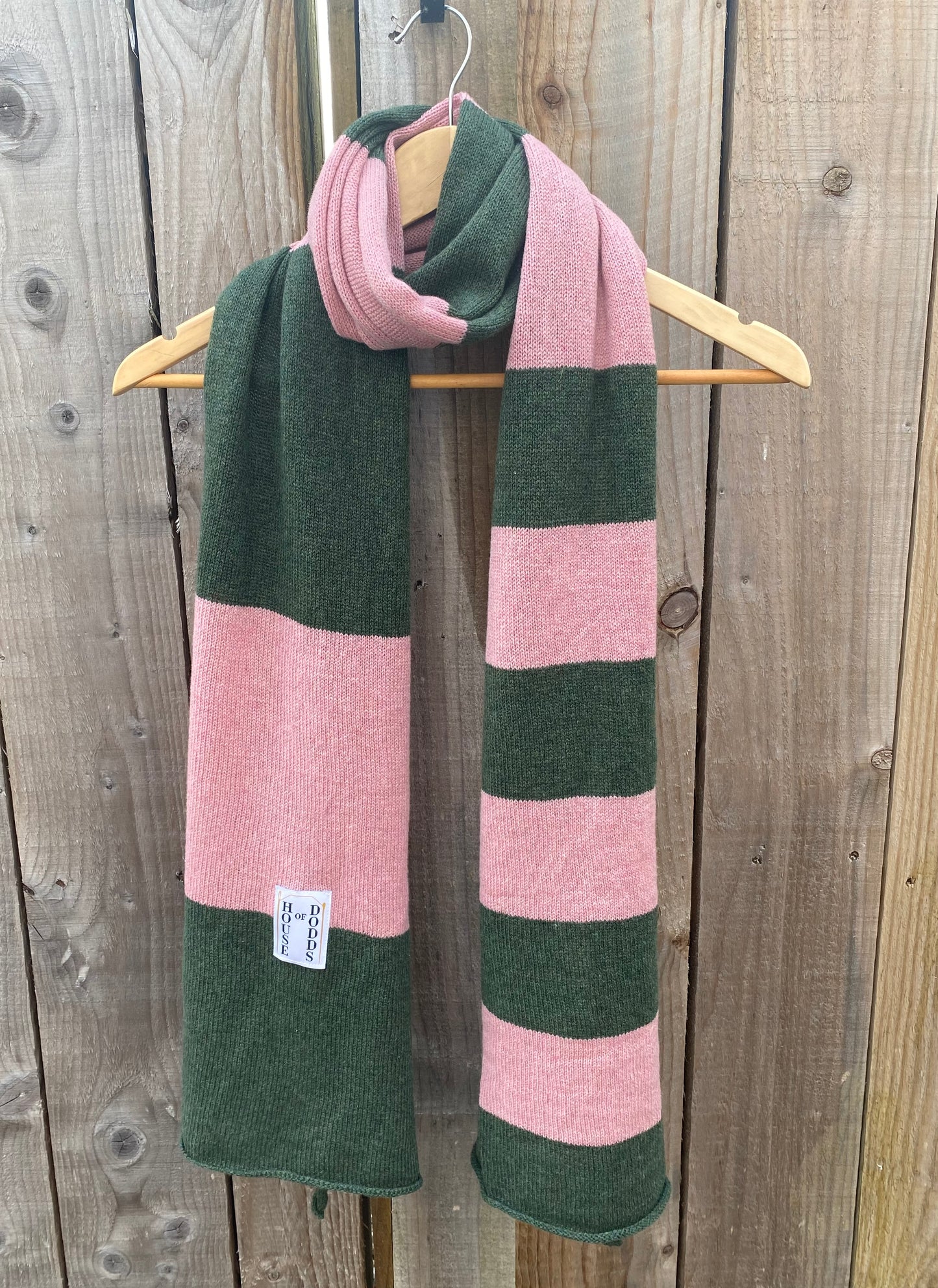 Increasing Stripes Pink and Green Scarf 100% Lambswool