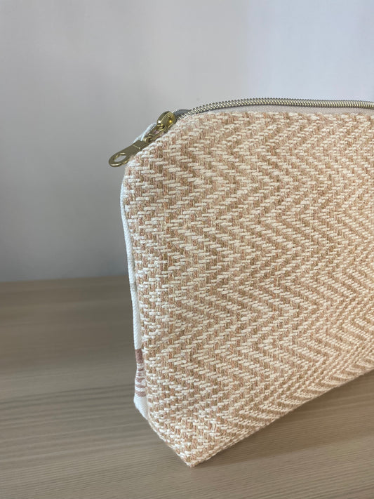 Pink Textured Cosmetic bag