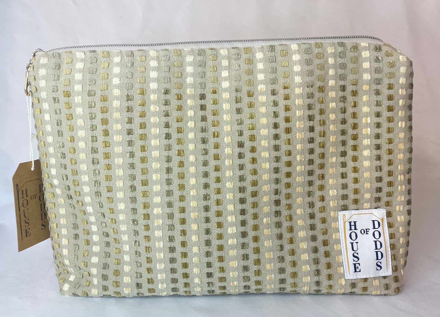 Neutral textured Cosmetic bag with water resistant lining