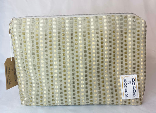 Neutral textured Cosmetic bag with water resistant lining