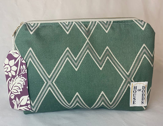 Green Cosmetic bag with water resistant lining