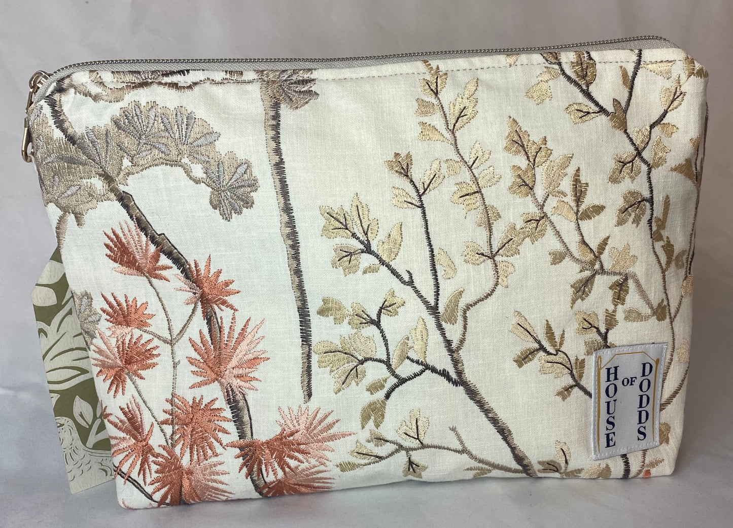 Brown Cosmetic bag with water resistant lining