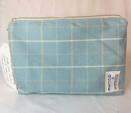 Blue Tartan with Velvet Cosmetic bag with water resistant lining