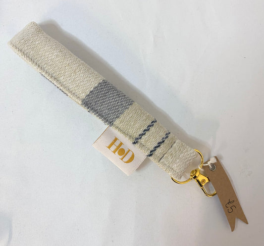 Cream and grey woven with Gold Clasp -Key Holder