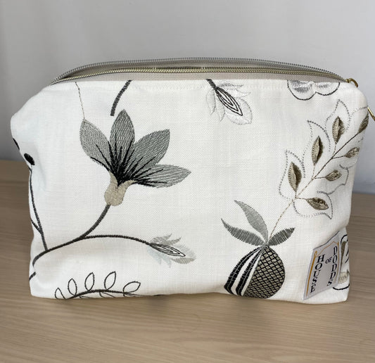 Fiorella Black Flower Cosmetic Bag