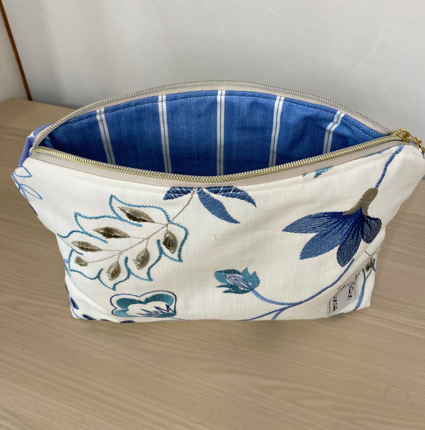 Fiorella Blue Flower Cosmetic Bag