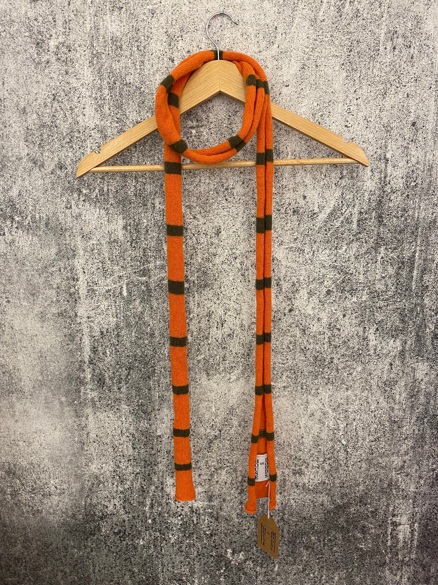 Orange and Brown Mohair Stripe Skinny Scarf