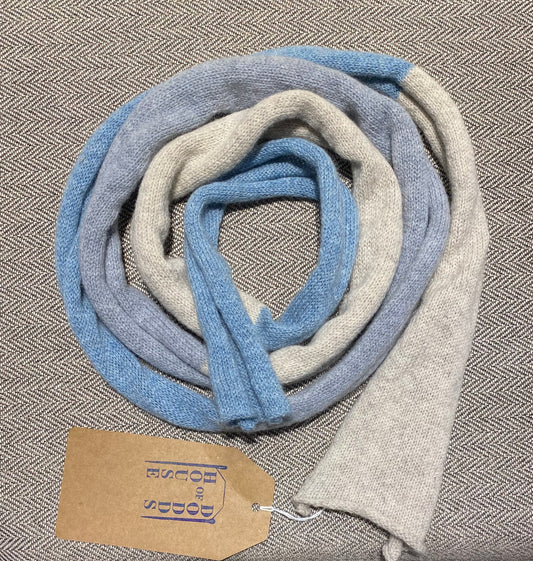 Blue, Grey, and Denim Cashmere Skinny Scarf