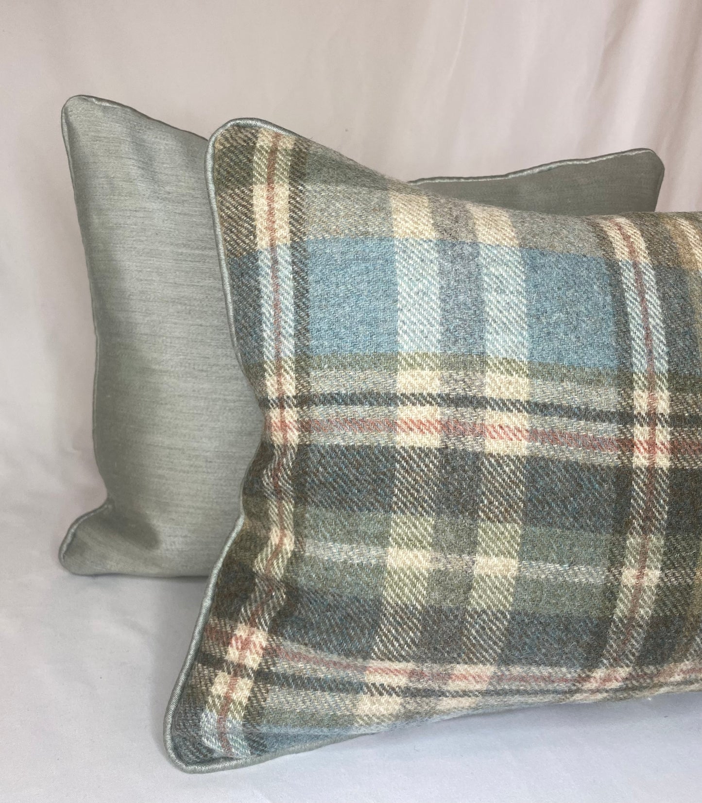 Wool Tartan cushion with piped detail