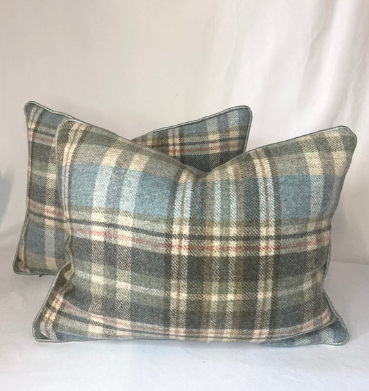 Wool Tartan cushion with piped detail